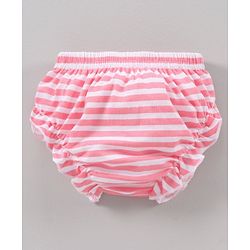 Babyhug 100% Cotton Antibacterial Bloomers Striped And Floral Print Pack of 3 - Pink Yellow Purple