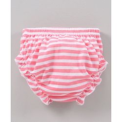 Babyhug 100% Cotton Antibacterial Bloomers Striped And Floral Print Pack of 3 - Pink Yellow Purple