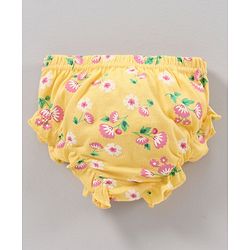 Babyhug 100% Cotton Antibacterial Bloomers Striped And Floral Print Pack of 3 - Pink Yellow Purple