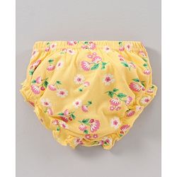 Babyhug 100% Cotton Antibacterial Bloomers Striped And Floral Print Pack of 3 - Pink Yellow Purple