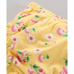 Babyhug 100% Cotton Antibacterial Bloomers Striped And Floral Print Pack of 3 - Pink Yellow Purple