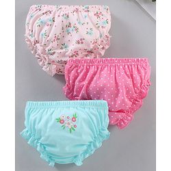 Babyhug 100% Cotton Antibacterial Bloomers Multiprint Pack Of 3 - Multicolor