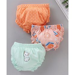 Babyhug 100% Cotton Dots & Cat Printed Bloomers Pack Of 3 - Multicolout