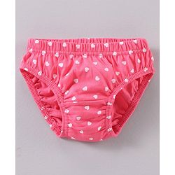 Babyhug Cotton Knit Antibacterial Panties Heart Print Pack of 3 - Multicolour