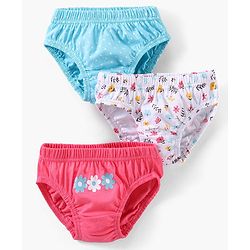 Babyhug Cotton Knit Antibacterial Panties Heart Print Pack of 3 - Multicolour
