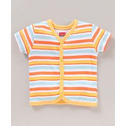 Babyhug 100% Cotton Half Sleeves Bear Printed & Striped Vests Pack Of 5 - Multicolour
