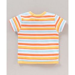 Babyhug 100% Cotton Half Sleeves Bear Printed & Striped Vests Pack Of 5 - Multicolour