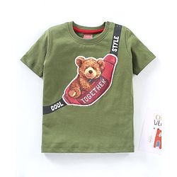Babyhug Half Sleeves Cotton T-Shirt With Applique- Green