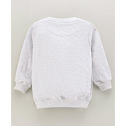 Babyhug Full Sleeves Knit Sweatshirt With Animal Applique- White Melange