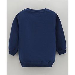 Babyhug Full Sleeves Knit Sweatshirt With Bear Applique & Text Print- Blue