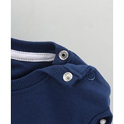 Babyhug Full Sleeves Knit Sweatshirt With Bear Applique & Text Print- Blue