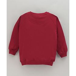 Babyhug Full Sleeves Cotton Knit Sweatshirt With Applique- Maroon