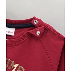 Babyhug Full Sleeves Cotton Knit Sweatshirt With Applique- Maroon