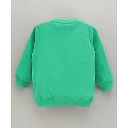 Babyhug Full Sleeves Cotton Knit Sweatshirt With Teddy Bear Applique - Green