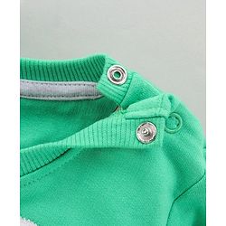 Babyhug Full Sleeves Cotton Knit Sweatshirt With Teddy Bear Applique - Green
