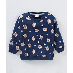 Babyhug Pack of 2 Full Sleeves Cotton Knit Sweatshirts With Bear Print  - Multicolor
