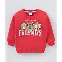 Babyhug Pack of 2 Full Sleeves Cotton Knit Sweatshirts With Bear Print  - Multicolor