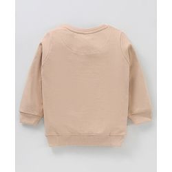 Babyhug Full Sleeves Cotton Knit Sweatshirt With Bag Print & Applique - Beige