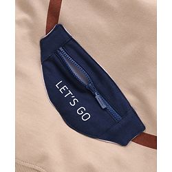 Babyhug Full Sleeves Cotton Knit Sweatshirt With Bag Print & Applique - Beige