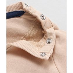 Babyhug Full Sleeves Cotton Knit Sweatshirt With Bag Print & Applique - Beige