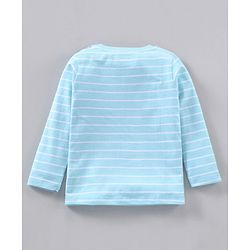 Babyhug Full Sleeves Cotton T-Shirt Stripes & Dino Print- Blue White