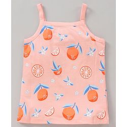 Babyhug 100% Cotton Antibacterial Sleeveless Slips Oranges Print Pack of 3 - Orange Peach Sky Blue