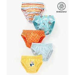 Babyhug Antibacterial Cotton Briefs Printed Pack of 5- Multicolor