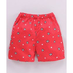 Babyhug Cotton Woven Boxers Multi-Print Pack of 3 - Red Blue