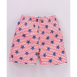 Babyhug Cotton Woven Boxers Multi-Print Pack of 3 - Red Blue