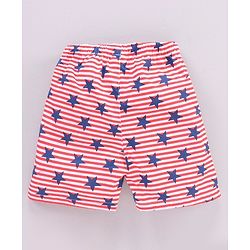 Babyhug Cotton Woven Boxers Multi-Print Pack of 3 - Red Blue