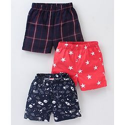 Babyhug Cotton Woven Boxers Printed Pack of 3- Multicolor