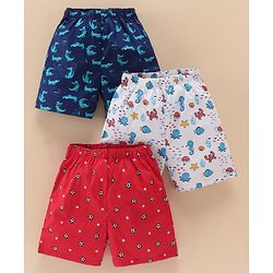 Babyhug Cotton Woven Knee Length Boxers Multi Printed Pack of 3 - Multicolour