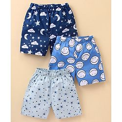 Babyhug Cotton Woven Star Printed Boxers Pack Of 3 - Multicolour