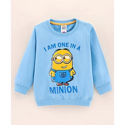 Babyhug Full Sleeves Knit Sweatshirt Minion Print- Blue