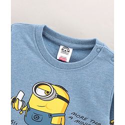 Babyhug Full Sleeves Cotton Knit Sweatshirt With Minions Print - Blue