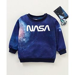 Babyhug Knit Full Sleeves Sweatshirt Navy (Print May Vary)