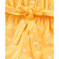 Babyhug 100% Cotton Cold Shoulder Jumpsuit Flower Print - Yellow