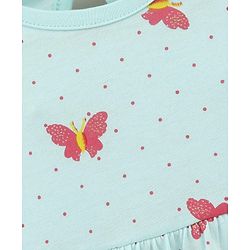 Babyhug 100% Cotton Short Sleeves Butterfly Printed Frock With Bloomer - Mint