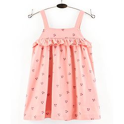 Babyhug 100% Cotton Singlet Cherry Print Frock With Bloomer - Light Pink