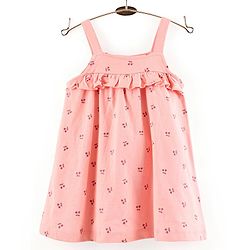 Babyhug 100% Cotton Singlet Cherry Print Frock With Bloomer - Light Pink