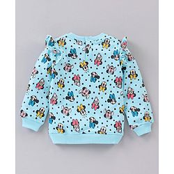 Babyhug Cotton Knit Full Sleeves T-Shirt & Lounge Pant Set All Over Minnie Mouse Print - Blue Yellow