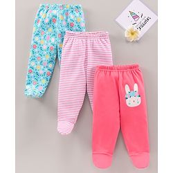 Babyhug Knit Bootie Leggings Multi Print Pack Of 3 - Multicolor