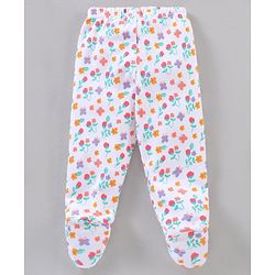 Babyhug Full Length Cotton Bootie Leggings Floral & Dot Print Pack Of 3- Multicolor