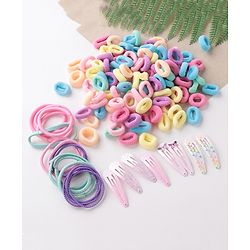 Babyhug Free Size Rubber Bands & Clips Set - Multicolor
