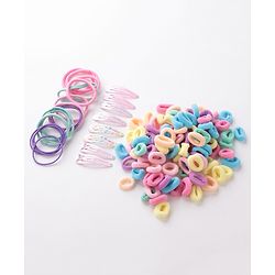 Babyhug Free Size Rubber Bands & Clips Set - Multicolor