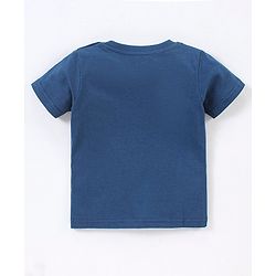 Babyhug 100% Cotton Knit Half Sleeves Night Suit Fox Print - Navy Blue & Red