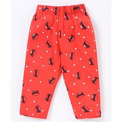 Babyhug 100% Cotton Knit Half Sleeves Night Suit Fox Print - Navy Blue & Red