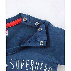 Babyhug 100% Cotton Knit Half Sleeves Night Suit Fox Print - Navy Blue & Red