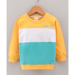 Babyhug Full Sleeves Cut & Sew Sweatshirt With Text Print- Multicolor