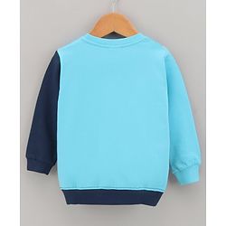 Babyhug Full Sleeves Cut & Sew Sweatshirt With Text Print- Blue/Grey